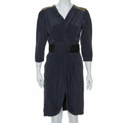 Fendi Dark Green Silk Embellished Detail Draped Mini Dress M