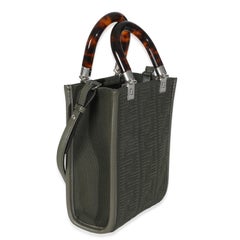 Fendi Dark Green Technical Fabric FF Mini Fendi Sunshine Shopper