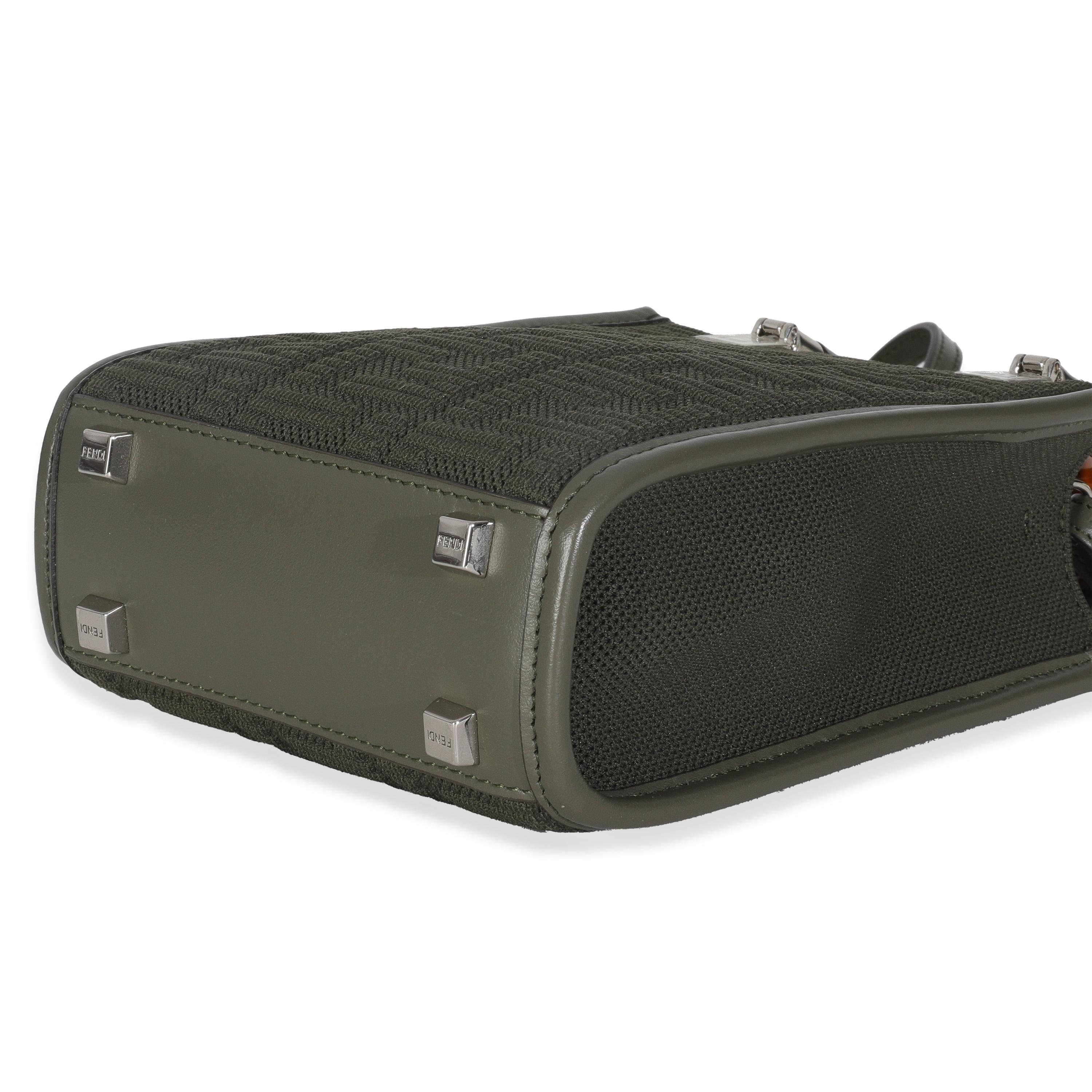 Fendi Vert foncé Tissu technique FF Mini Fendi Sunshine Shopper Excellent état - En vente à New York, NY