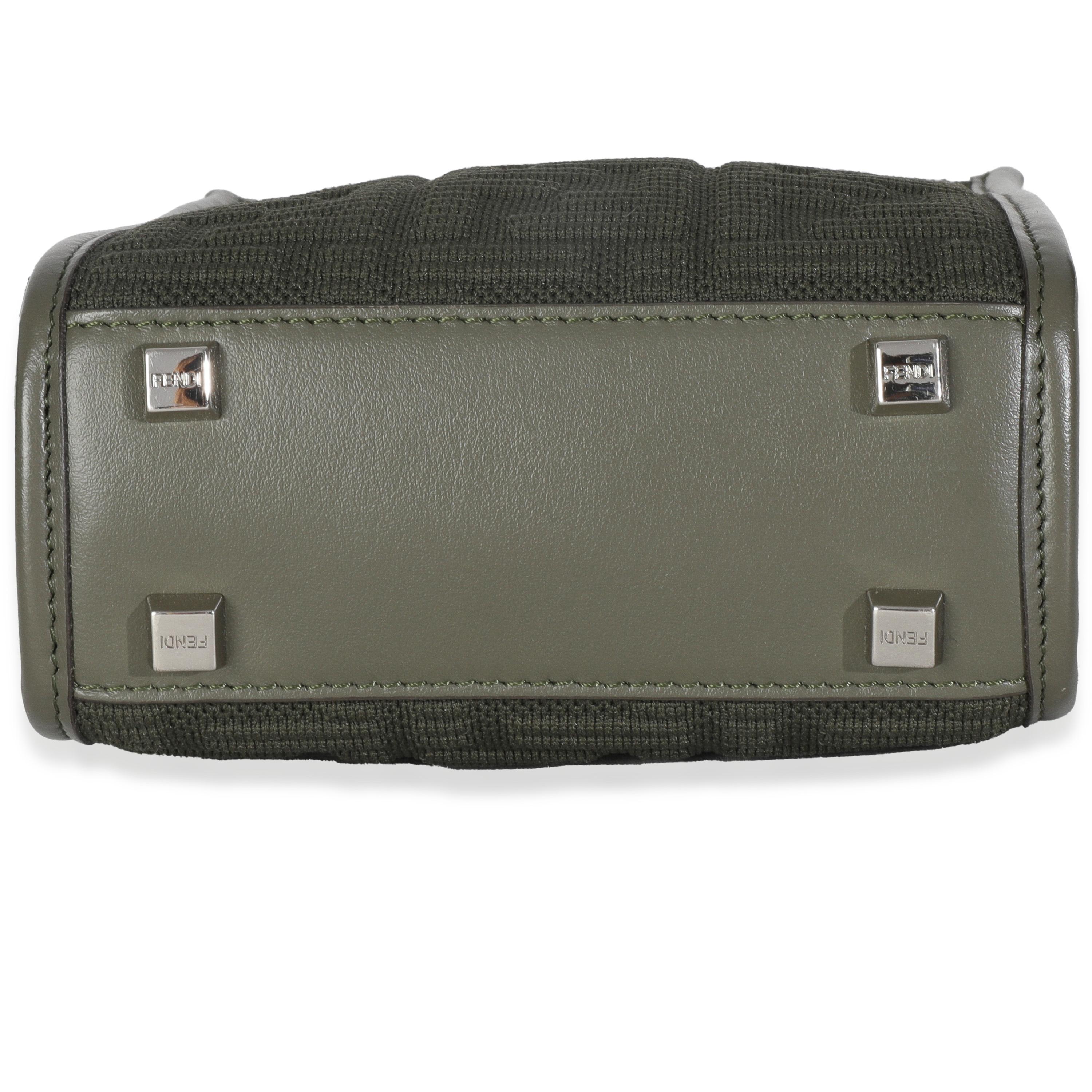Fendi Vert foncé Tissu technique FF Mini Fendi Sunshine Shopper en vente 1