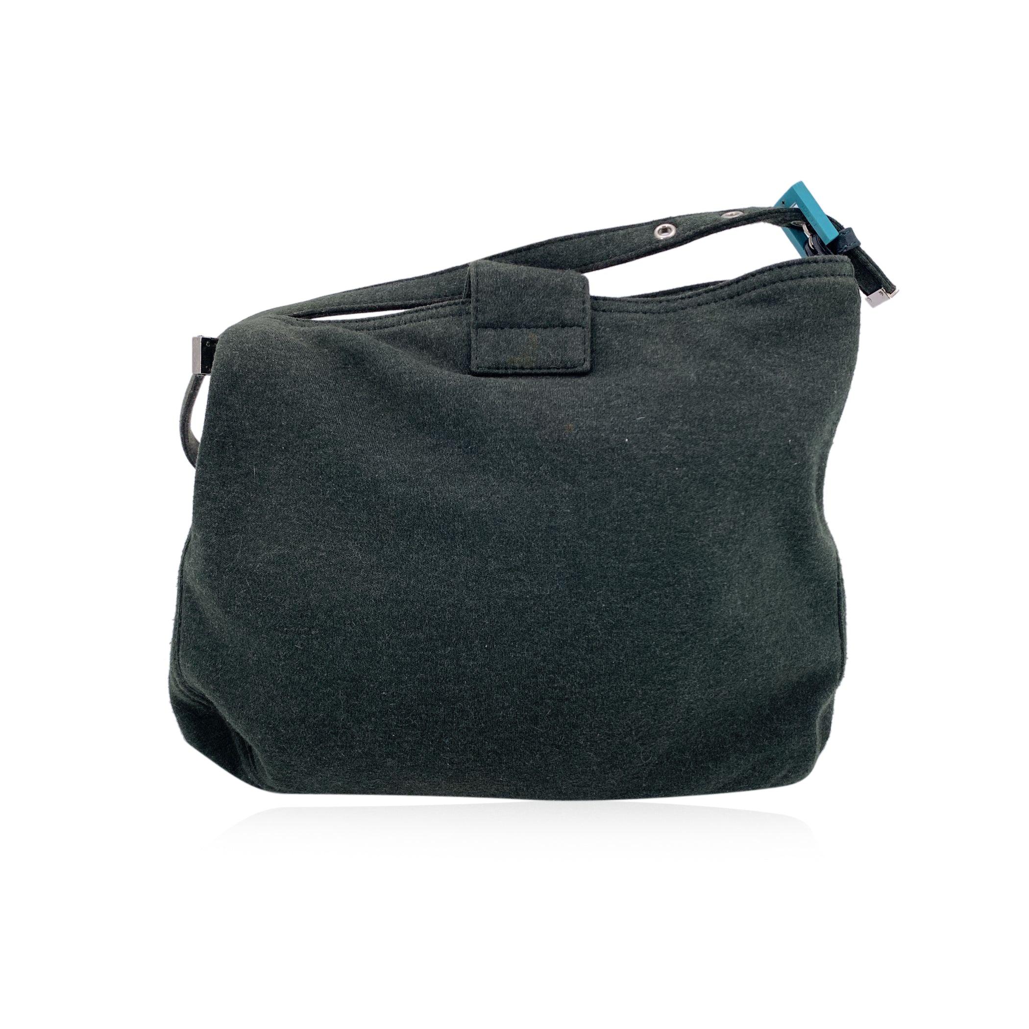 Noir Fendi Sac à bandoulière Mamma Baguette en tissu de laine vert foncé