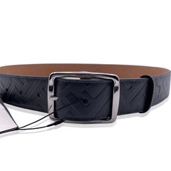 Fendi Dark Grey Leather Embossed FF 1974 Zucca Belt Size 90/36