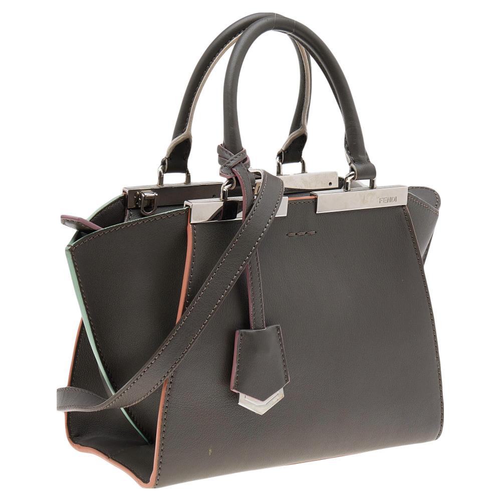Fendi Dark Khaki Leather Mini 3Jours Tote 1
