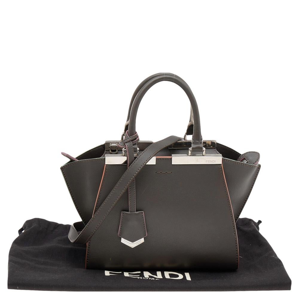 Fendi Dark Khaki Leather Mini 3Jours Tote 2