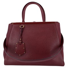 Fendi Dark Red Leather 2 Jours Tote Handbag with Shoulder Strap