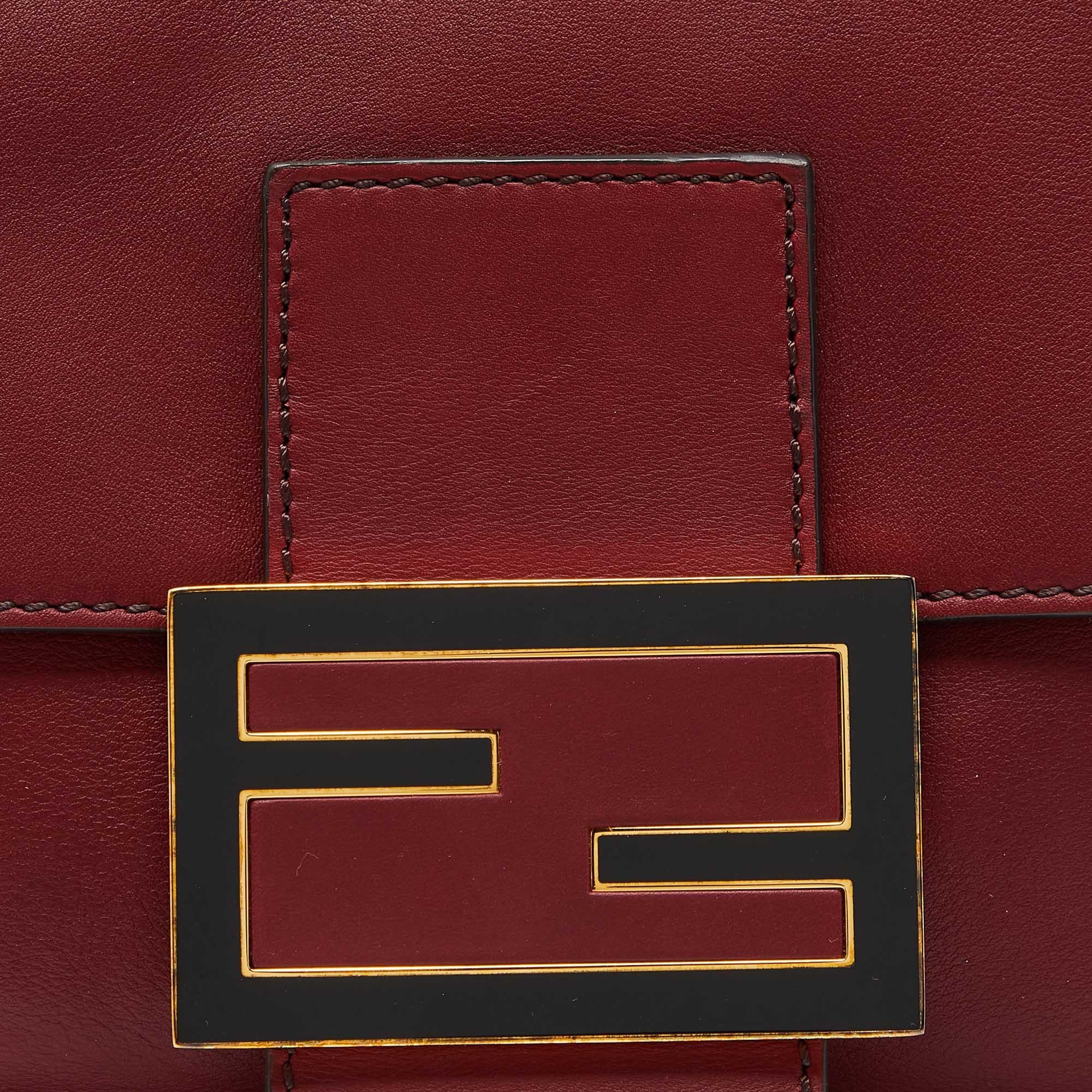 Fendi Dark Red Leather Big Mamma Forever Baguette Bag 8