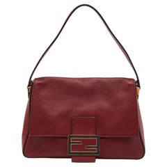 Fendi Dark Red Leather Big Mamma Forever Baguette Bag