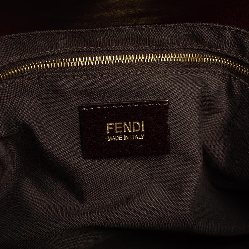 Fendi Dark Red Leather Maxi Baguette Flap Shoulder Bag 2
