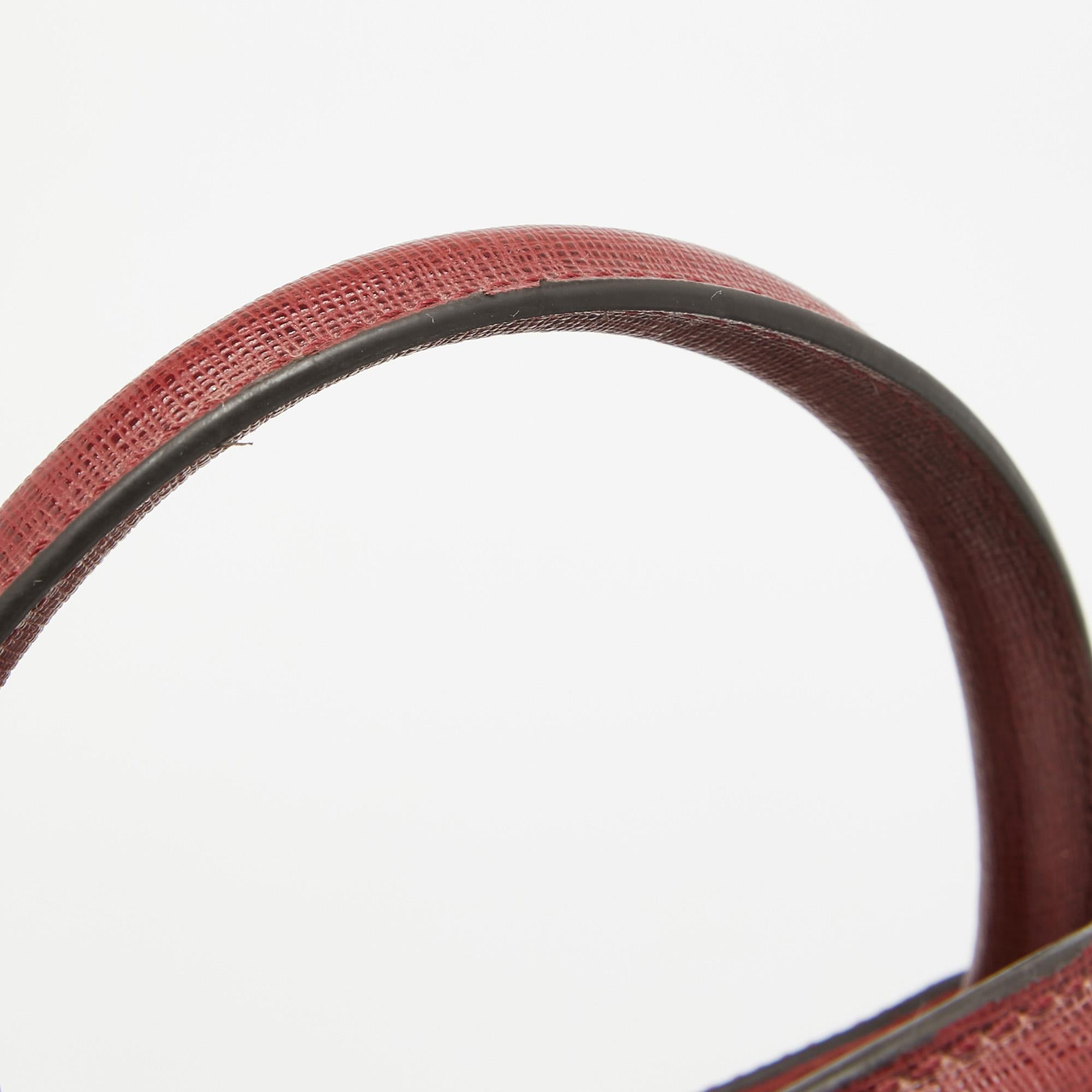 Fendi Dark Red Leather Medium 2Jours Tote For Sale 9