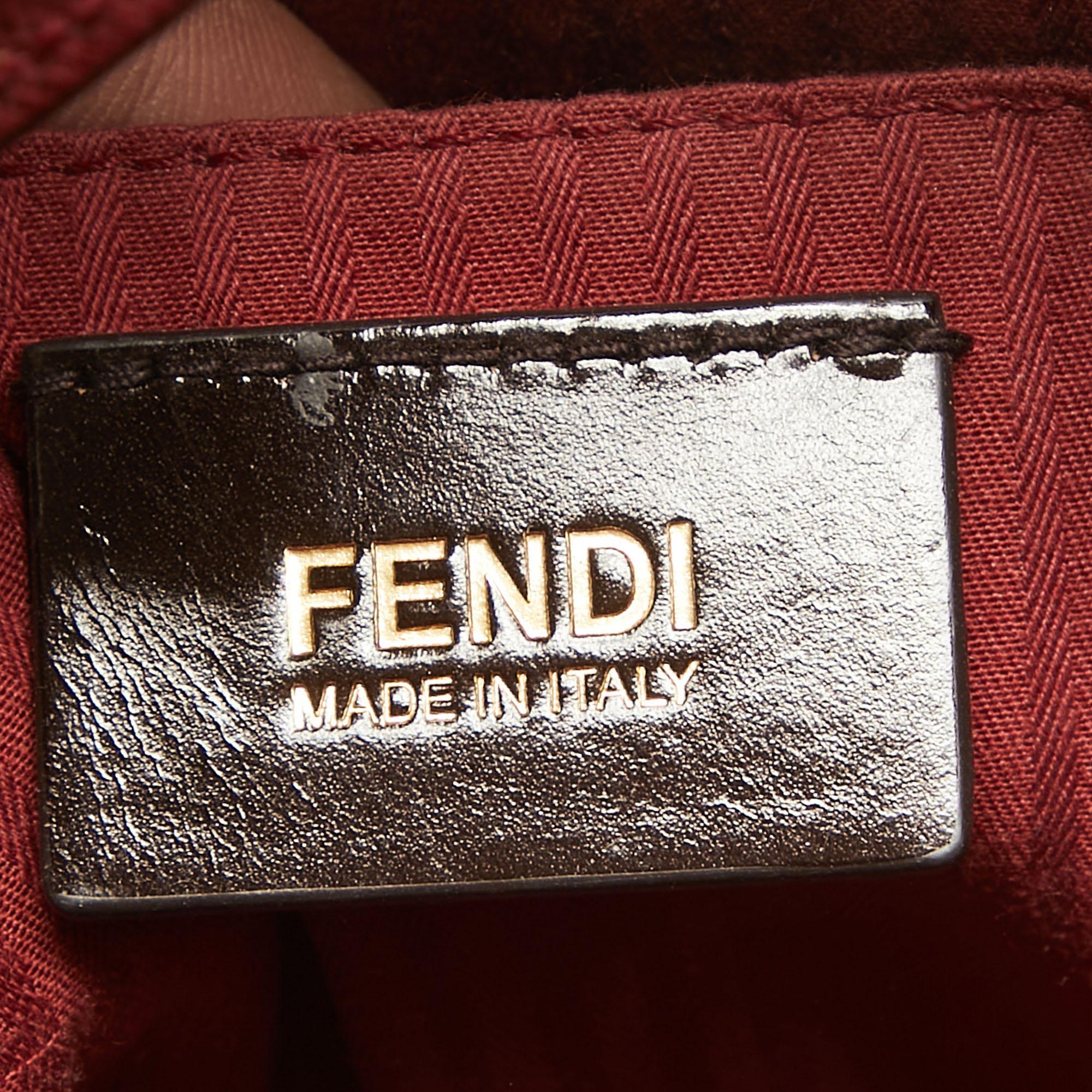Fendi Dark Red Leather Medium 2Jours Tote For Sale 1