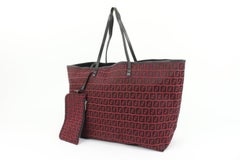 Fendi Dark Red Monogram FF Zucca Roll Tote with Pouch 64f322s