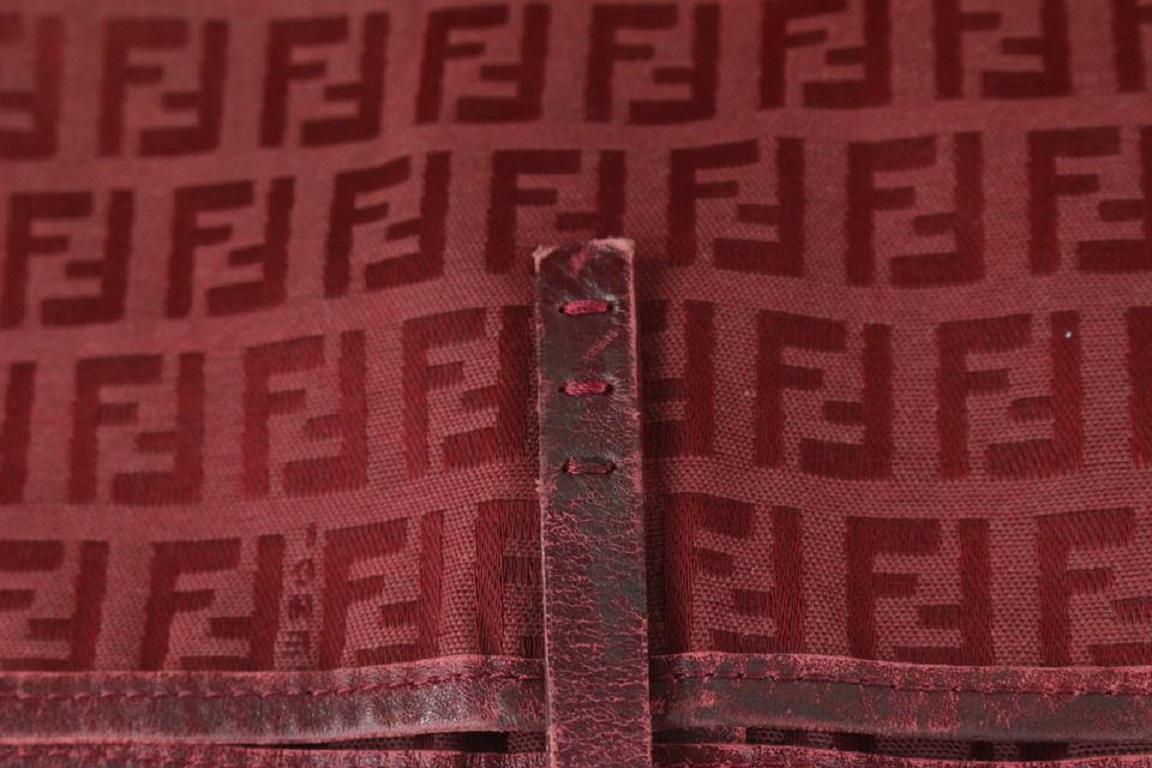 Fendi Dark Red Monogram Zucca Roll Tote bag with Pouch 2FF719 For Sale 5