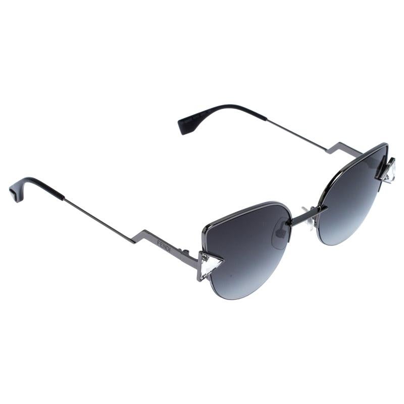 Fendi Dark Ruthenium / Grey Gradient FF0242/S Cat Eye Sunglasses