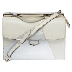 Fendi "Demi-Jour" handbag strap in off-white and silver leather, PHW