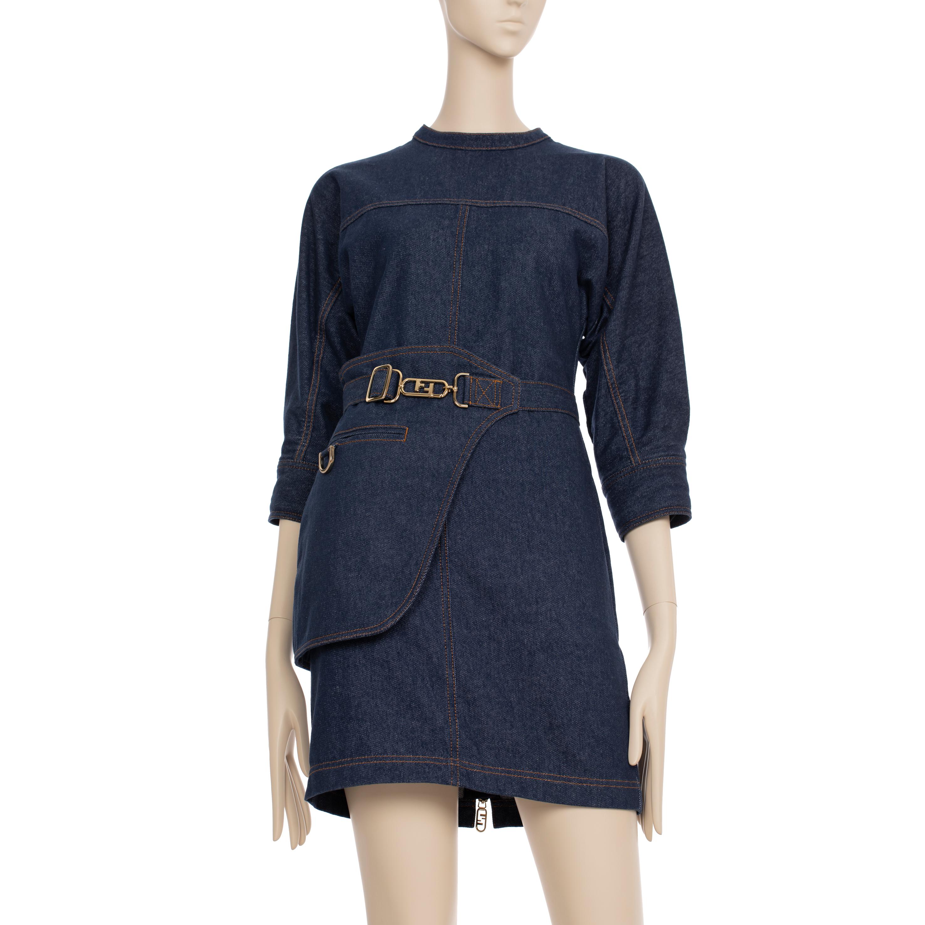 Fendi Denim Dress With Belt Bag 36 IT 4