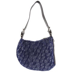 Fendi Denim FF Zucca Logo Zucchino Oyster Bag