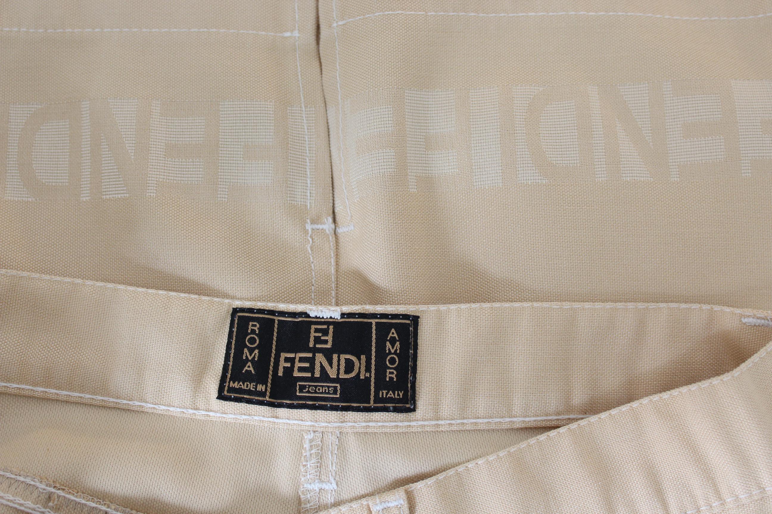 Women's Fendi Denim Skirt Beige Monogram 1980s 