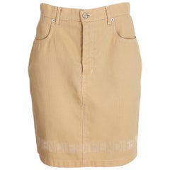 Vintage Fendi Denim Skirt Beige Monogram 1980s