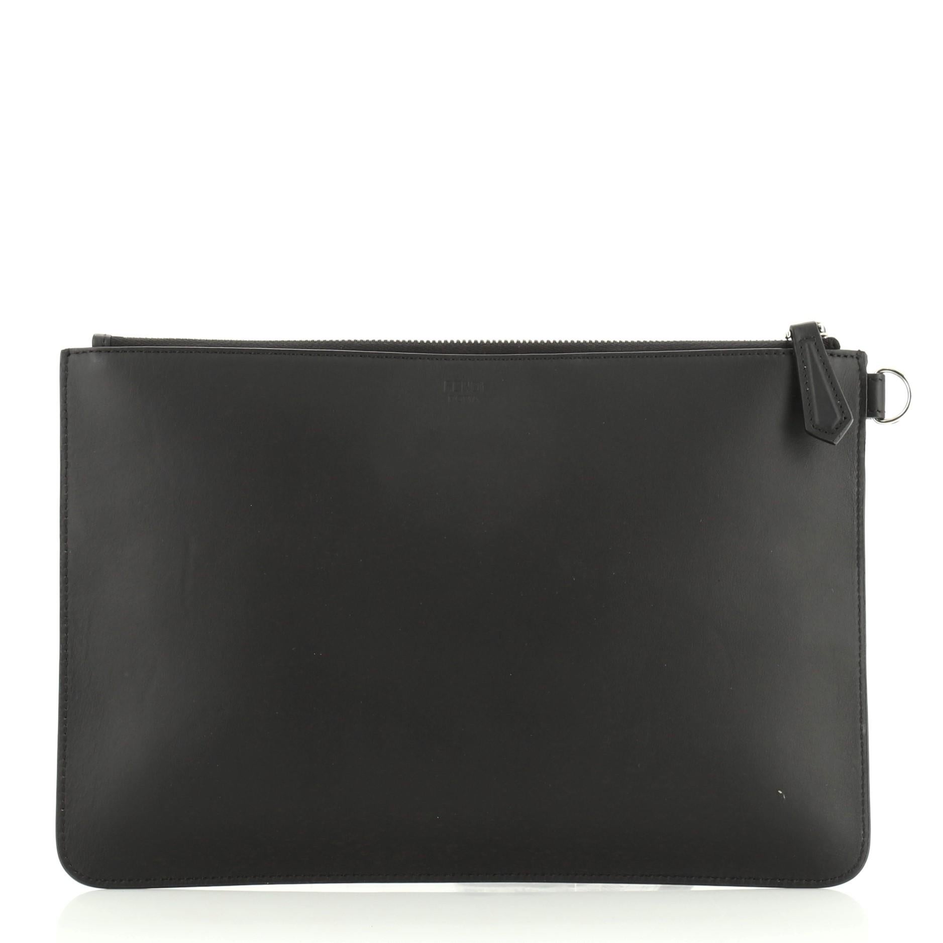 Fendi Diabolic Pouch Leather Medium  In Good Condition In NY, NY