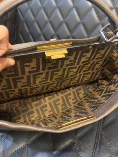 Fendi Distressed Taupe Two Tone Hardware Large Peekaboo Bag