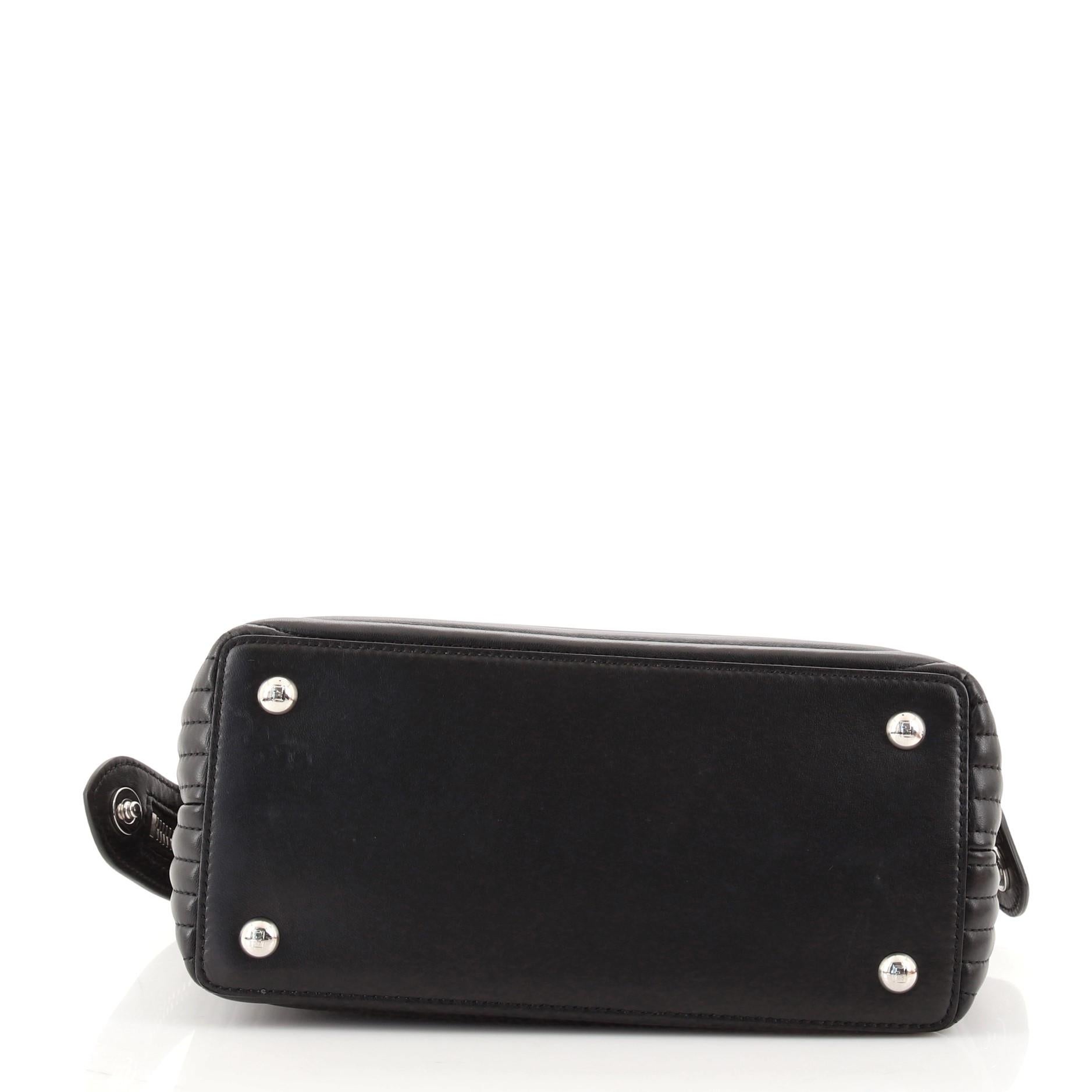 Black Fendi DotCom Click Shoulder Bag Quilted Leather Small