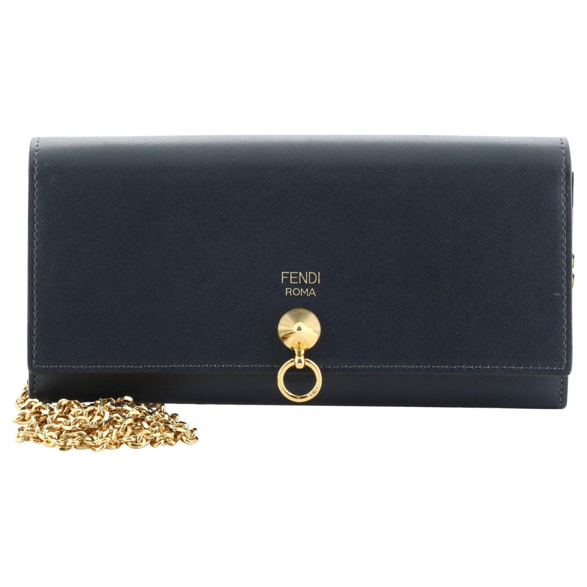 Fendi DotCom Continental Wallet on Chain Leather