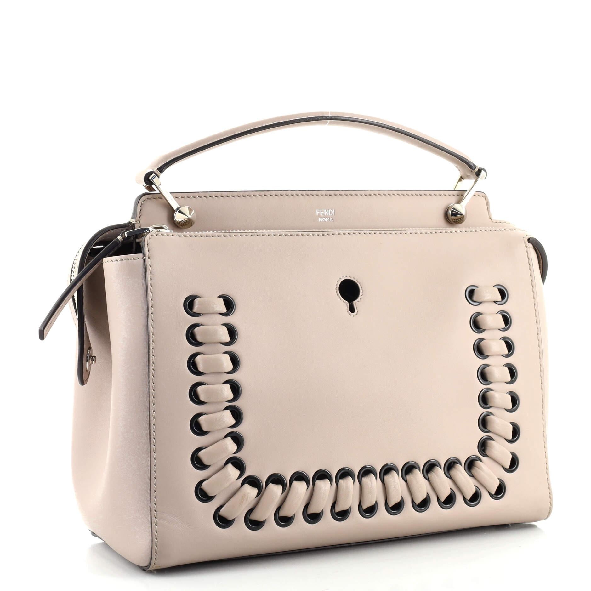 Fendi DotCom Convertible Satchel Peitschenstich Leder Medium (Beige)