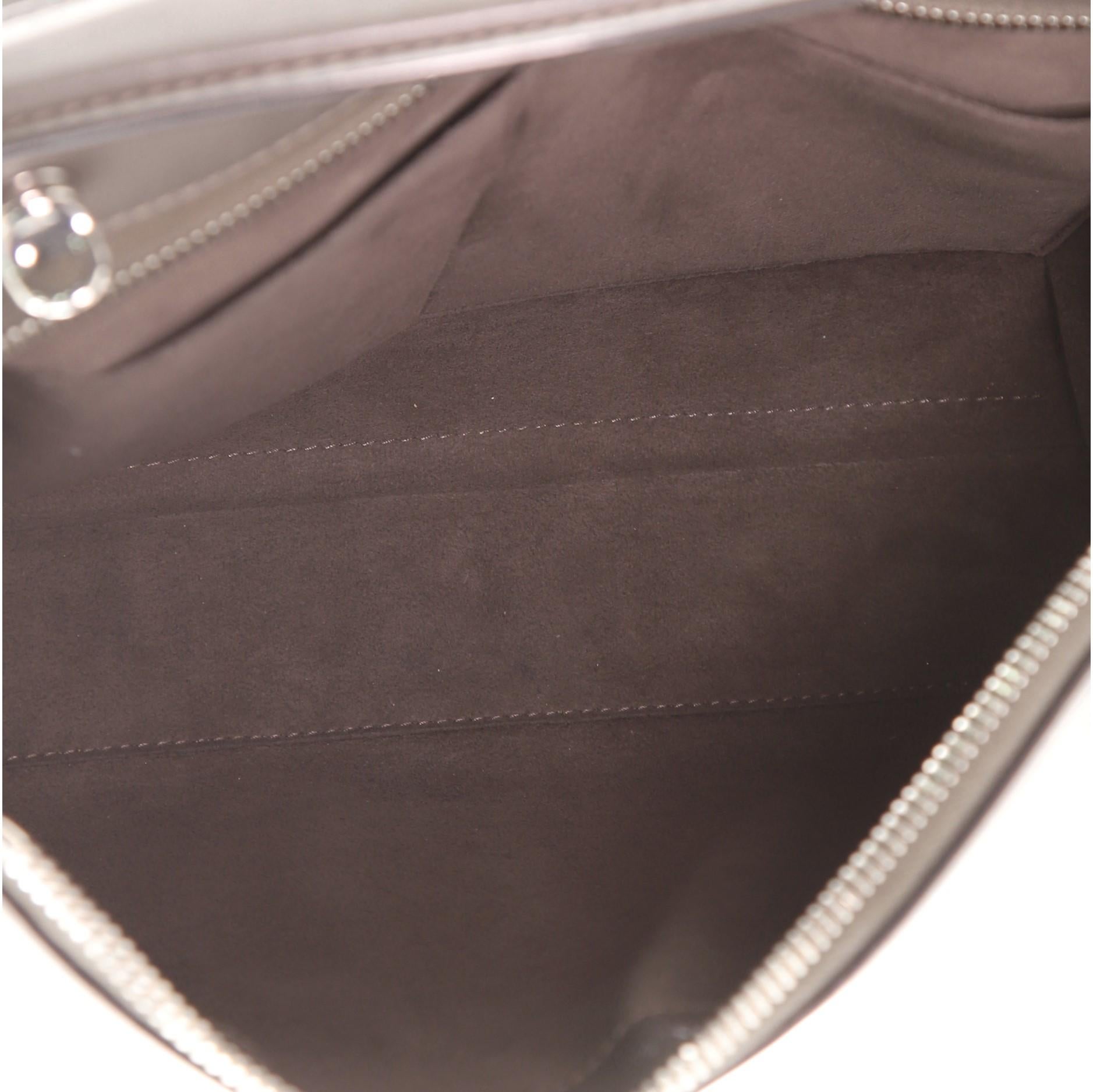 Gray Fendi DotCom Convertible Satchel Whipstitch Leather Medium