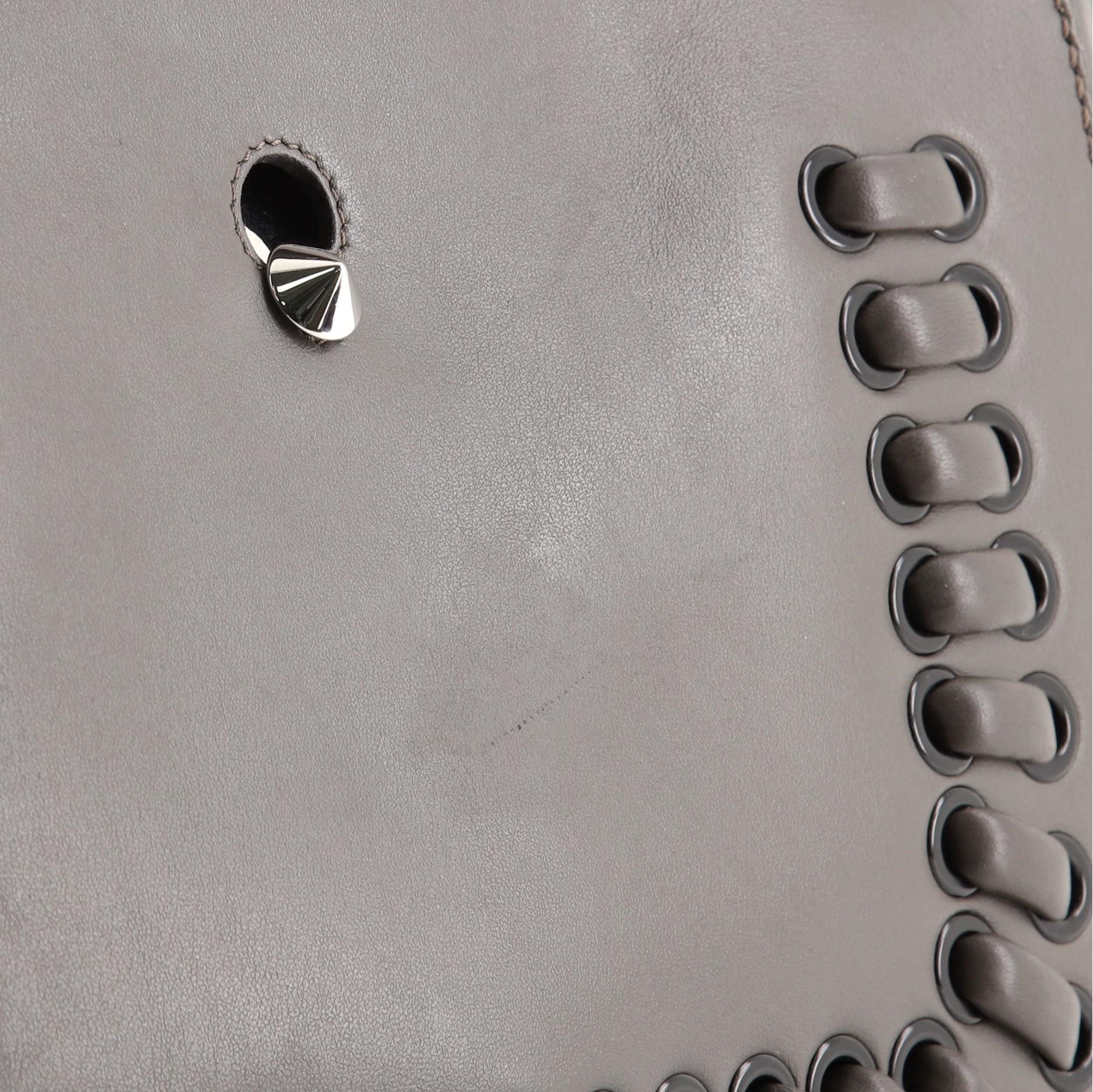 Fendi DotCom Convertible Satchel Whipstitch Leather Medium In Good Condition In NY, NY