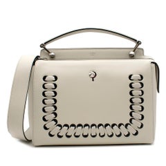 Fendi DotCom Laced Ivory Leather Shoulder Bag