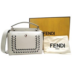 Fendi DotCom Laced Ivory Leather Shoulder Bag