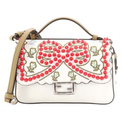Fendi Double Baguette Embroidered Studded Leather Micro