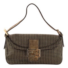 Fendi Double Flap Bag Logo Printed Fabric Medium