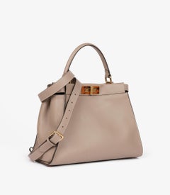 Fendi Dove Grey Soft Calfskin Leather Medium Peekaboo