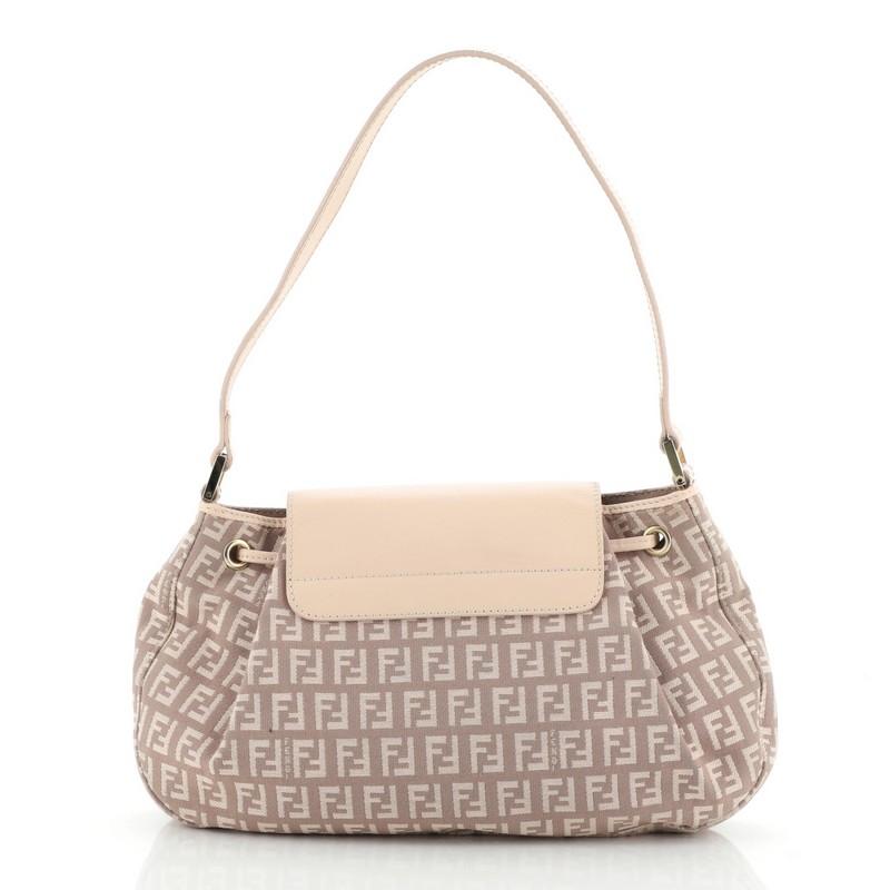 Fendi Drawstring Flap Hobo Zucchino Canvas und Leder Medium (Beige)