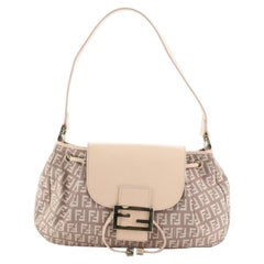 Fendi Drawstring Flap Hobo Zucchino Canvas und Leder Medium