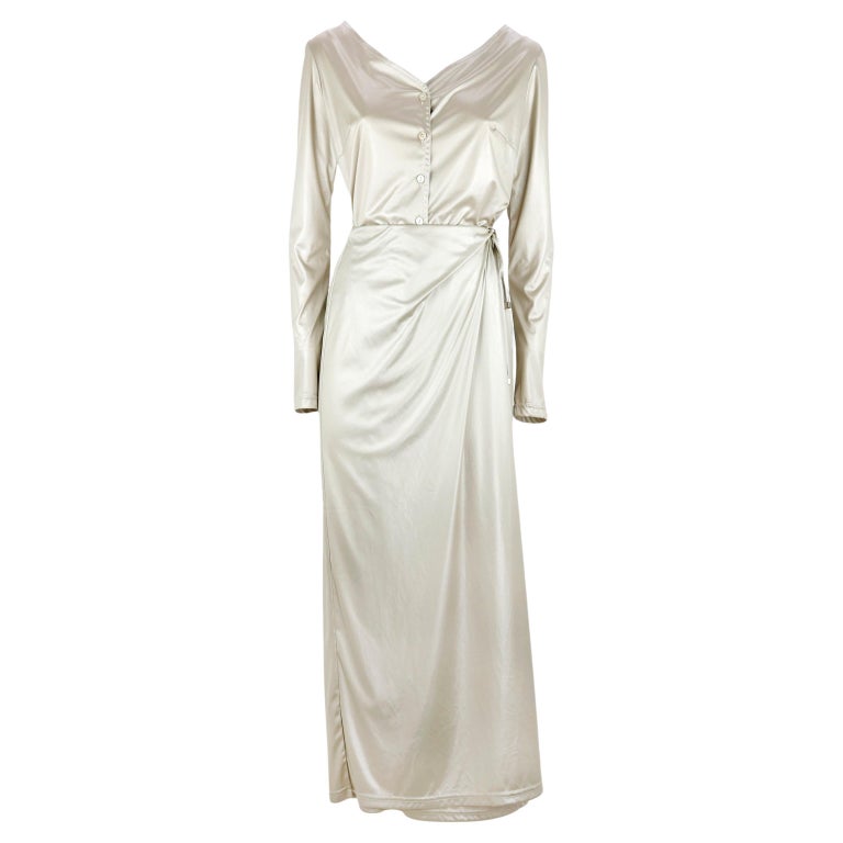 white christmas dresses Fendi // Beige & Cream Striped Drawstring Dress – VSP Consignment main image 1
