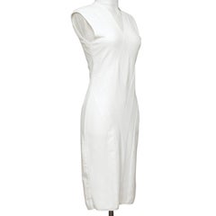 FENDI Dress White Viscose Knit Sleeveless Slip-On V-Neck Sz 40