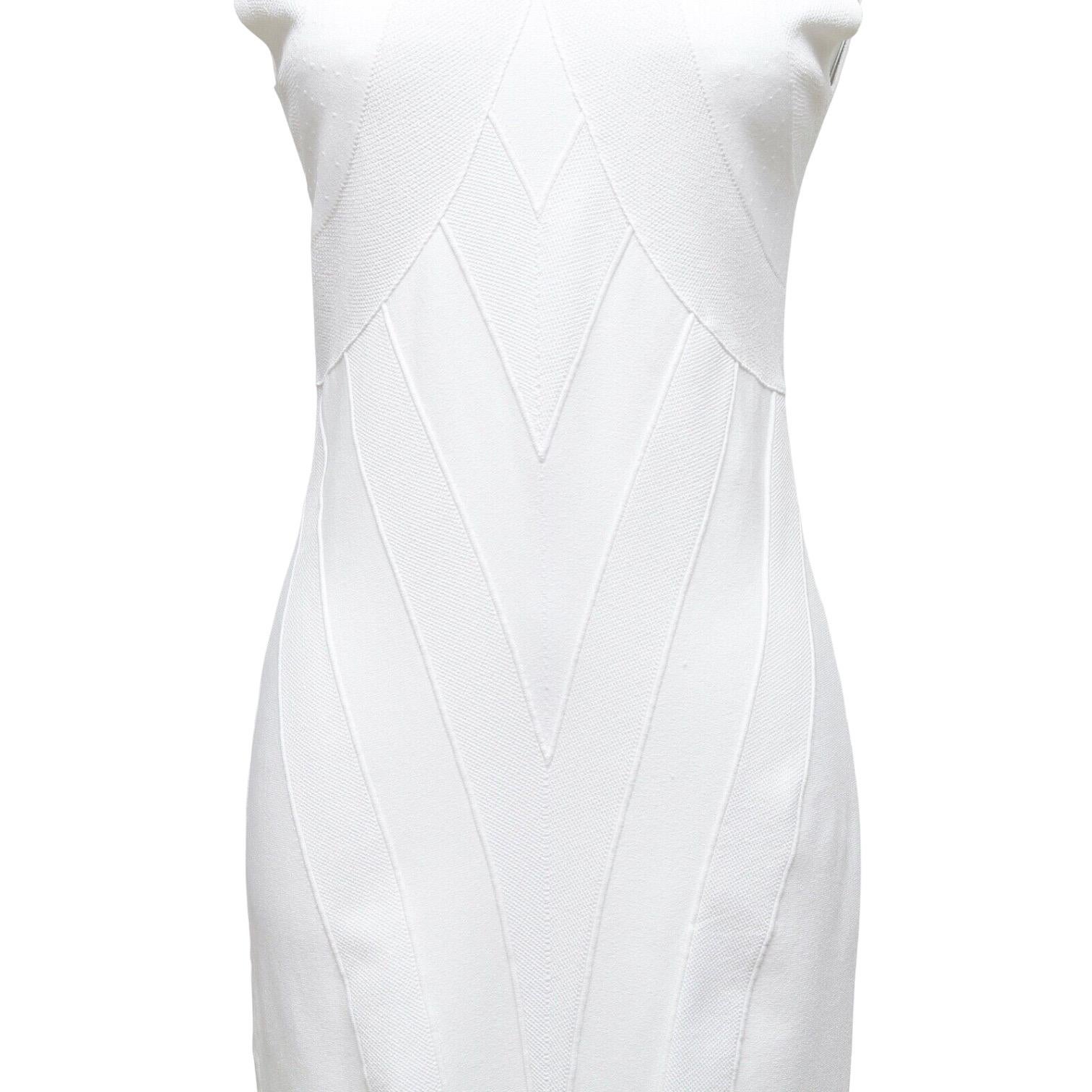 De las mujeres FENDI Vestido Blanco Punto Viscosa Sin Mangas Cuello en V Sz 40 en venta