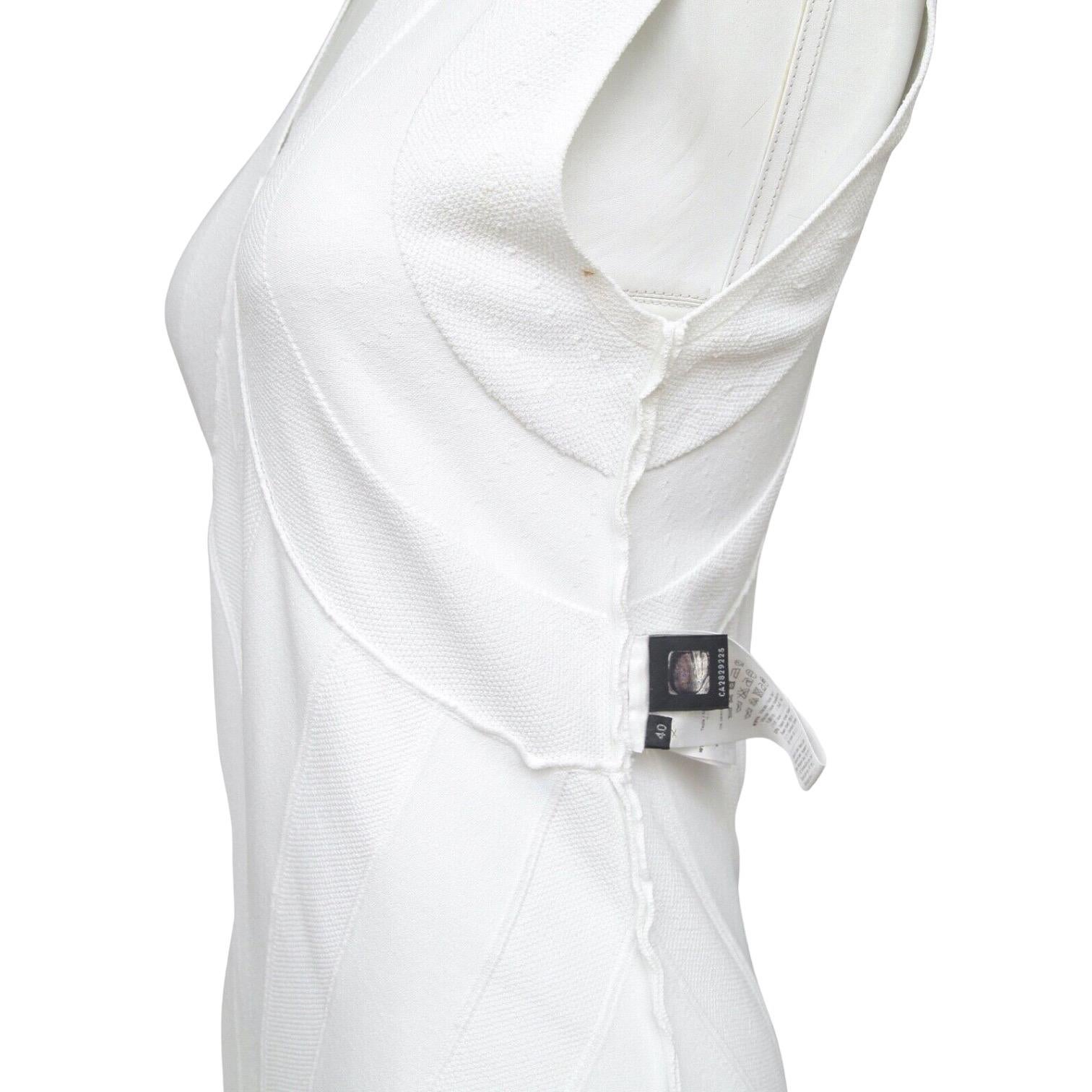 FENDI Dress White Viscose Knit Sleeveless Slip-On V-Neck Sz 40 For Sale 1