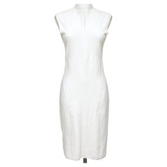FENDI Dress White Viscose Knit Sleeveless Slip-On V-Neck Sz 40