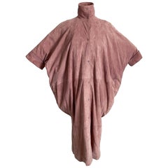 Fendi Duster Jacket Cocoon Coat Rose Pink Suede Batwing Sleeves Vintage Size S 
