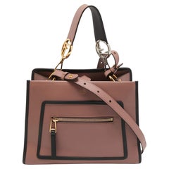 Fendi Dusty Pink/Black Leather Small Runaway Top Handle Bag
