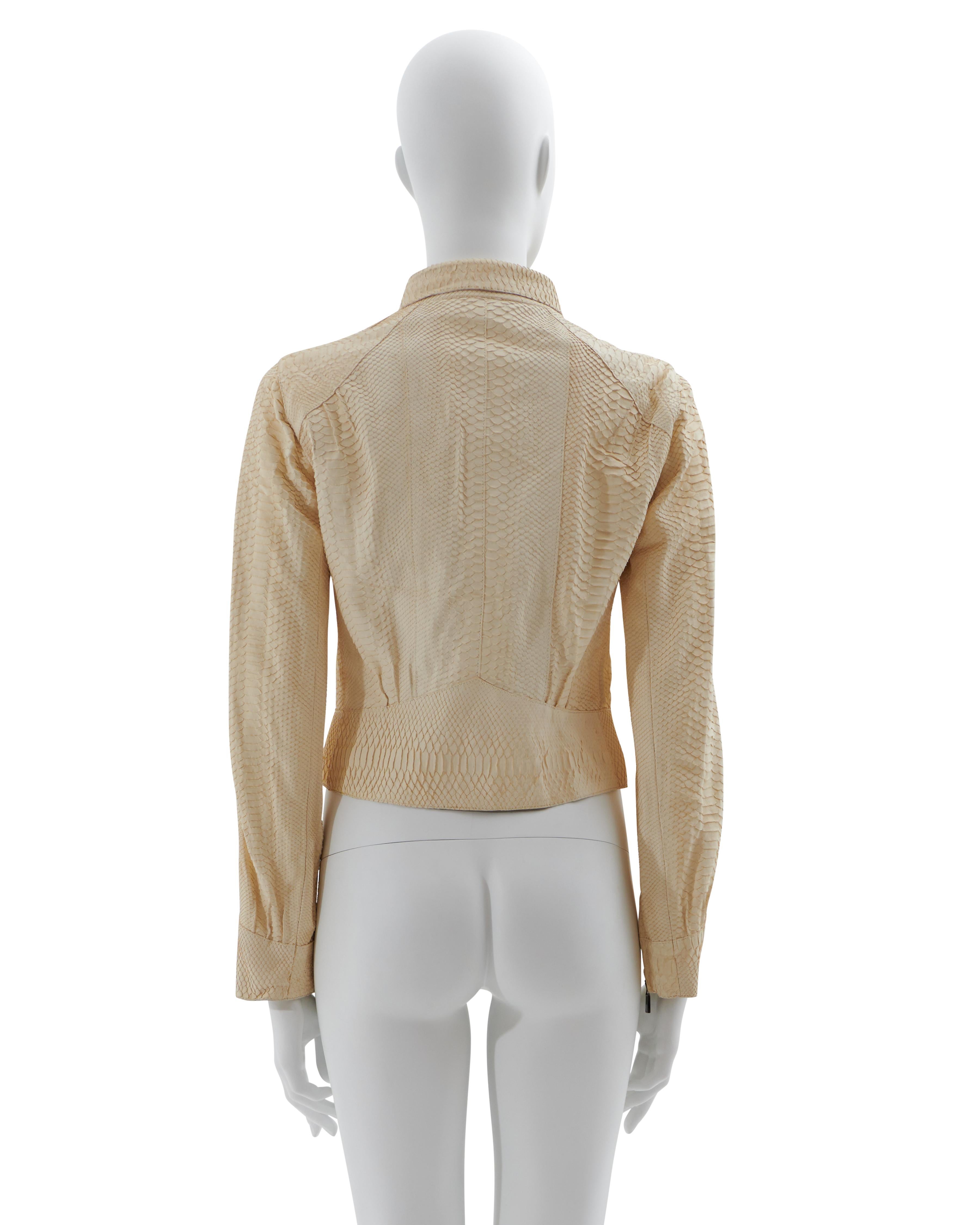 Gray Fendi Early 2000s Off white snakeskin cropped jacket in vendita