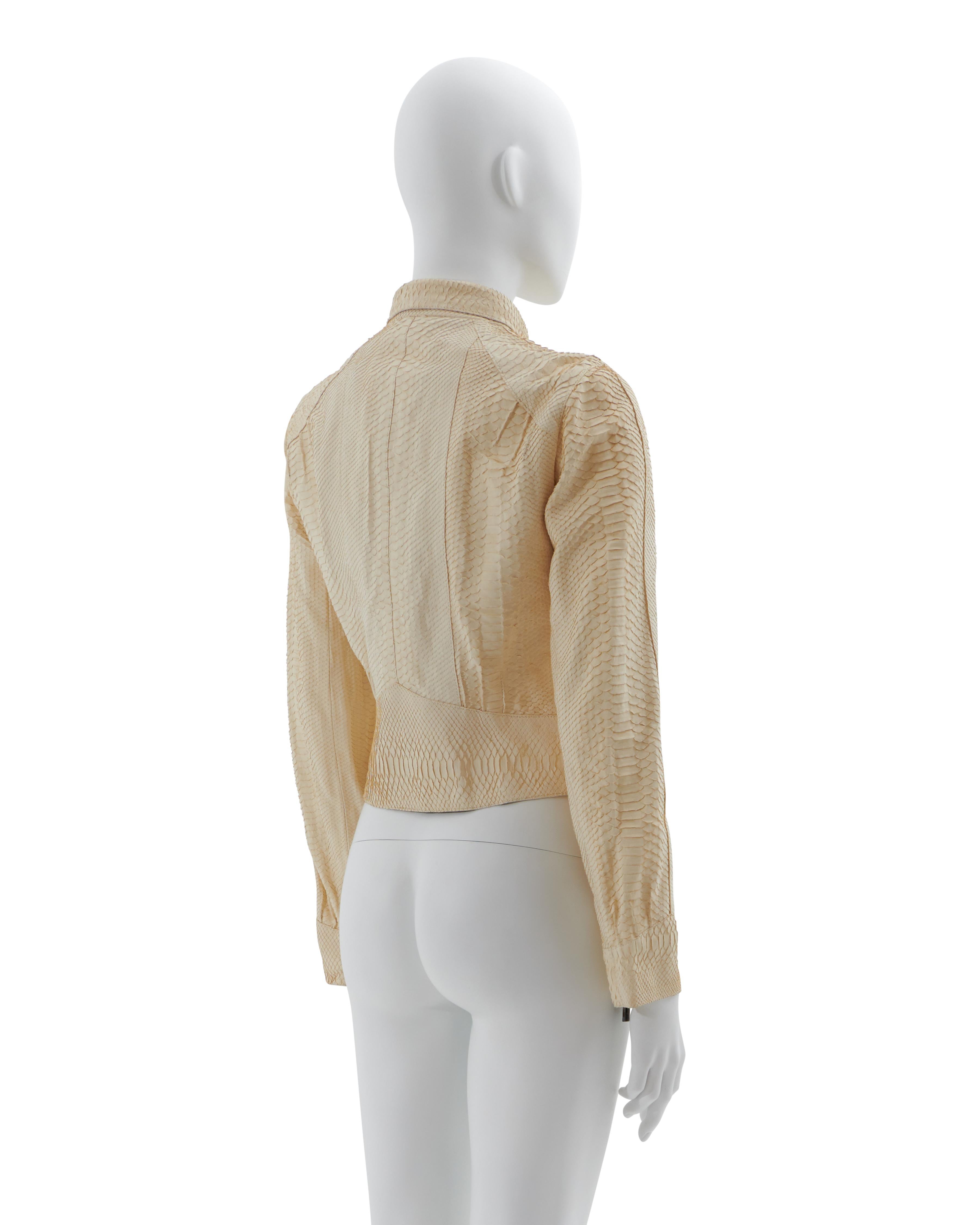 Fendi Early 2000s Off white snakeskin cropped jacket In condizioni ottime in vendita a Milano, IT