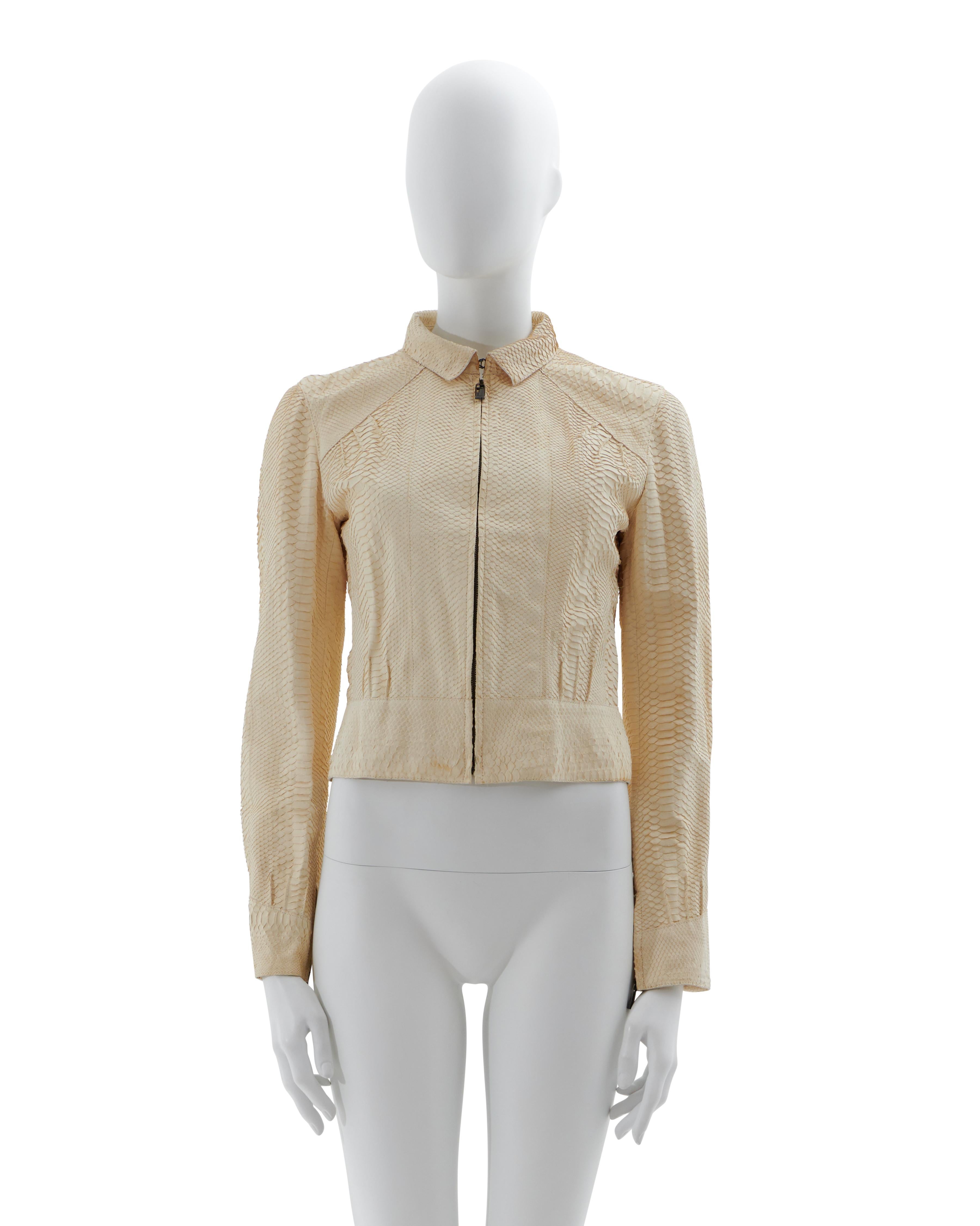 Donna Fendi Early 2000s Off white snakeskin cropped jacket in vendita