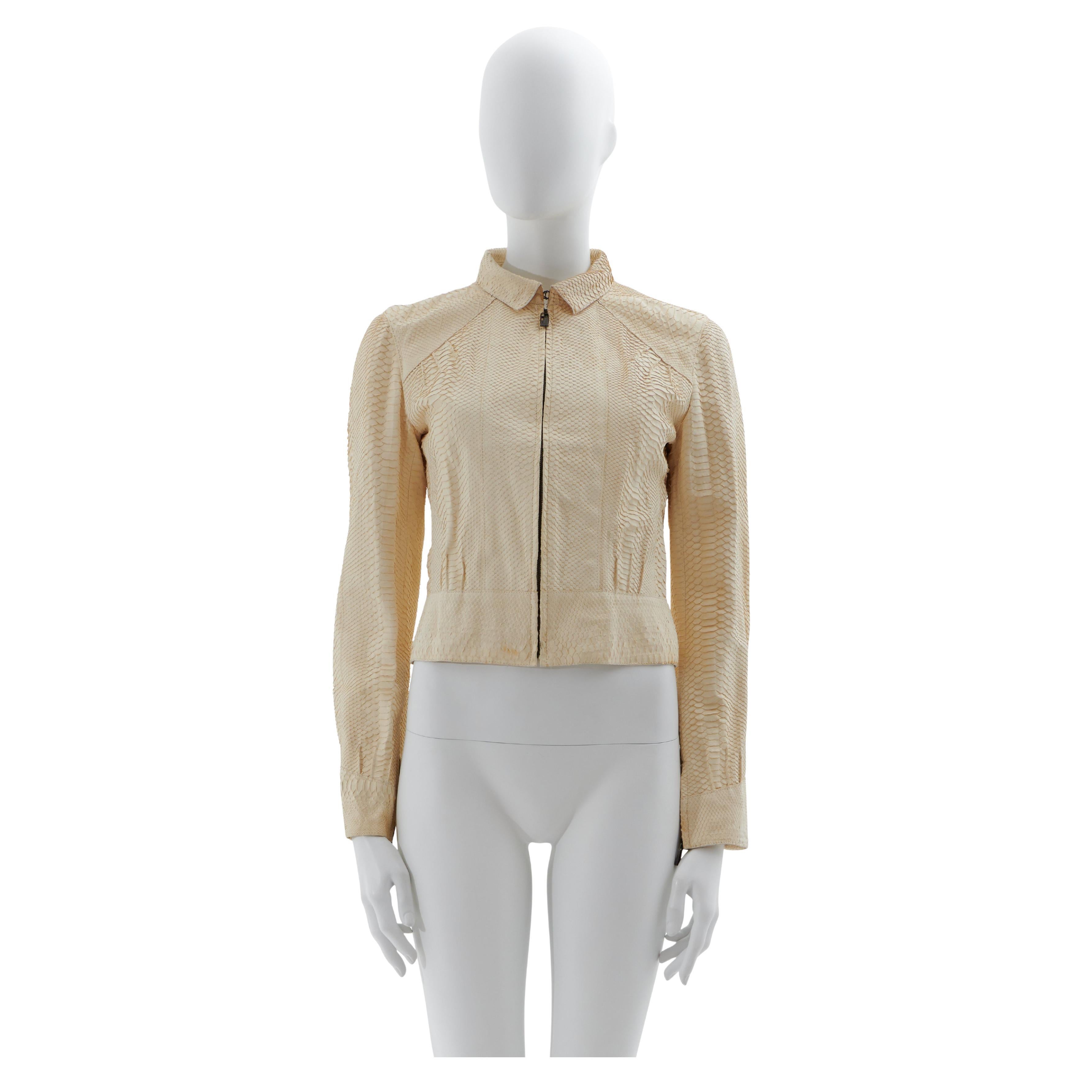 Fendi Early 2000s Off white snakeskin cropped jacket in vendita