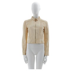 Fendi Early 2000s Off white snakeskin cropped jacket