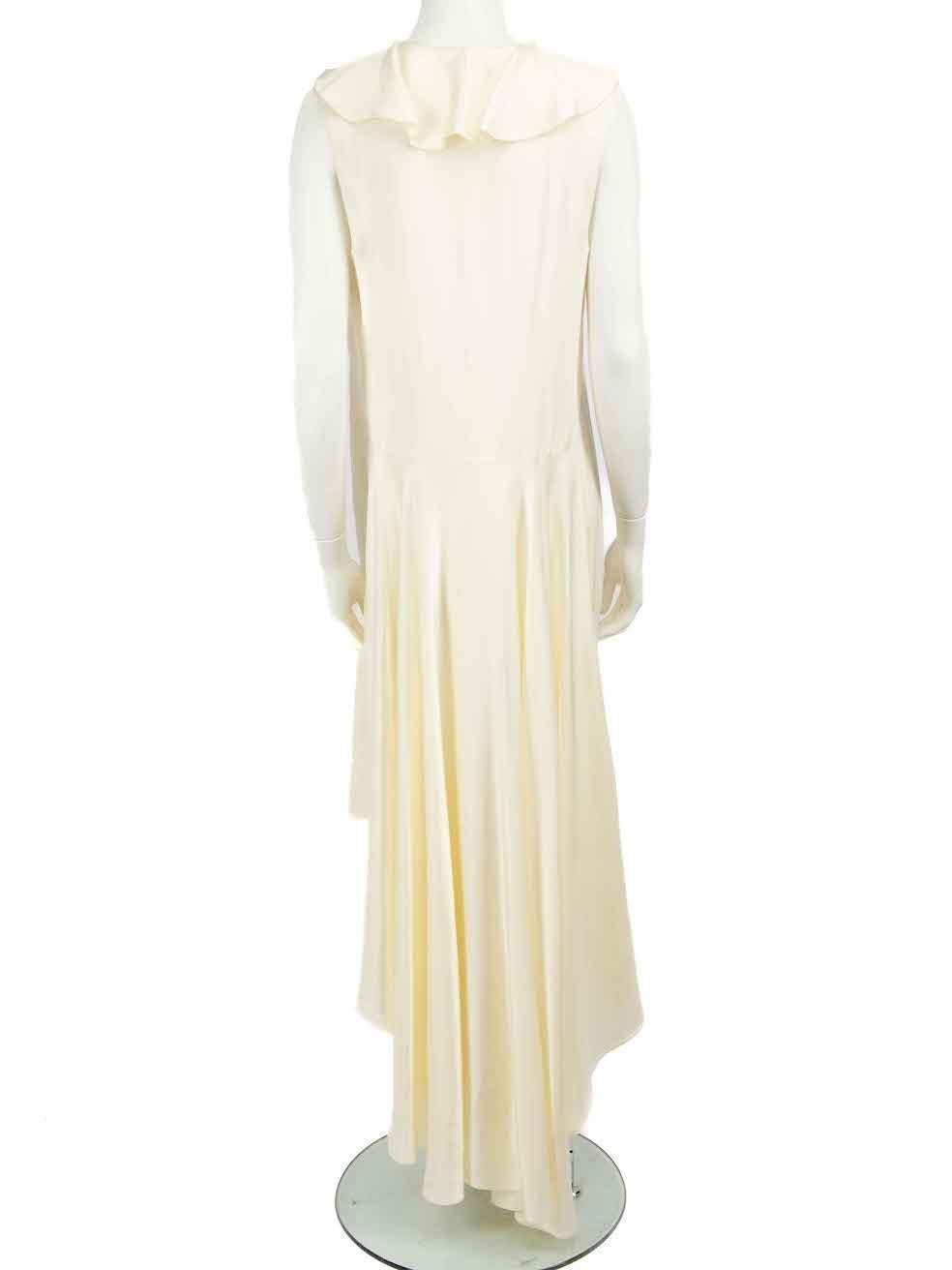Fendi Ecru V-Neck Frill Maxi Dress Size L In New Condition For Sale In London, GB