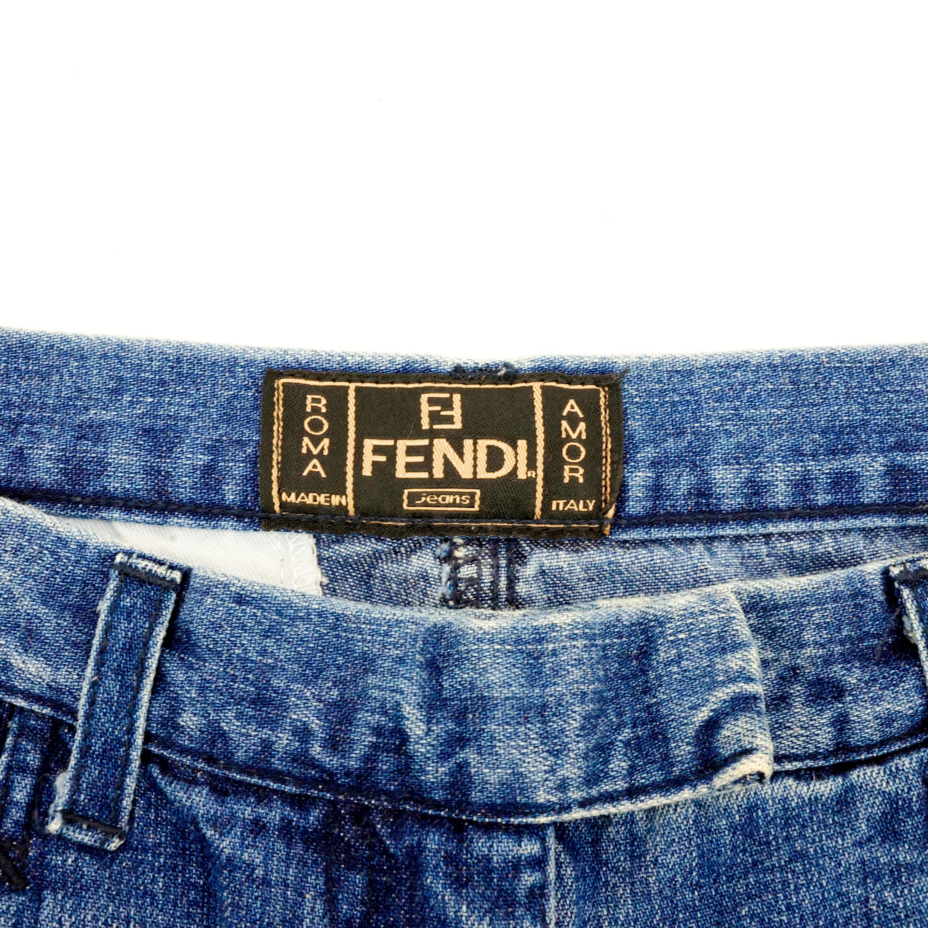 Jean évasé à franges avec ornements Fendi Pour femmes en vente